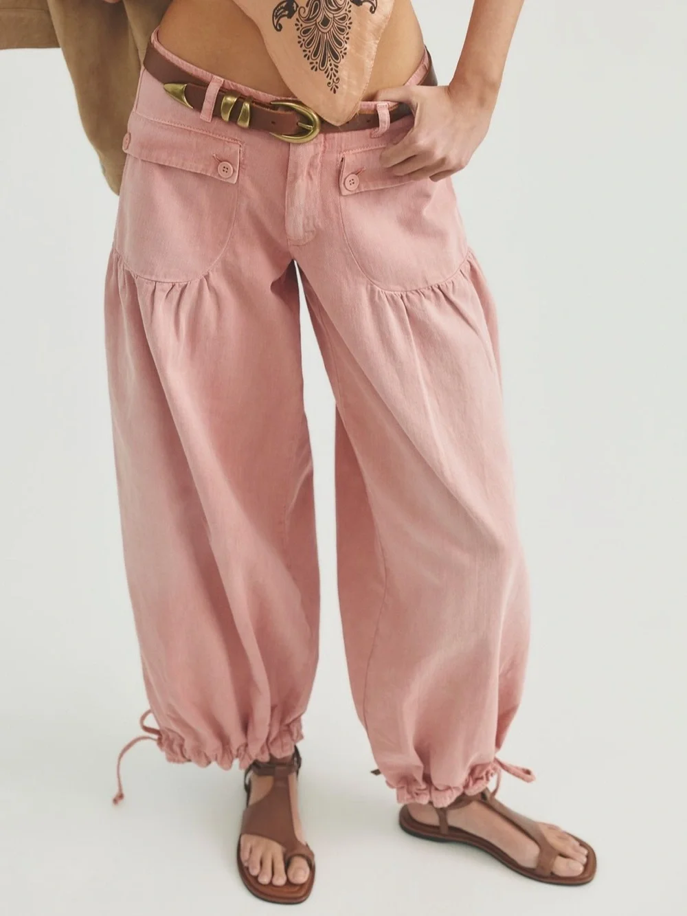 Pink We The Free Lotus Balloon Jeans